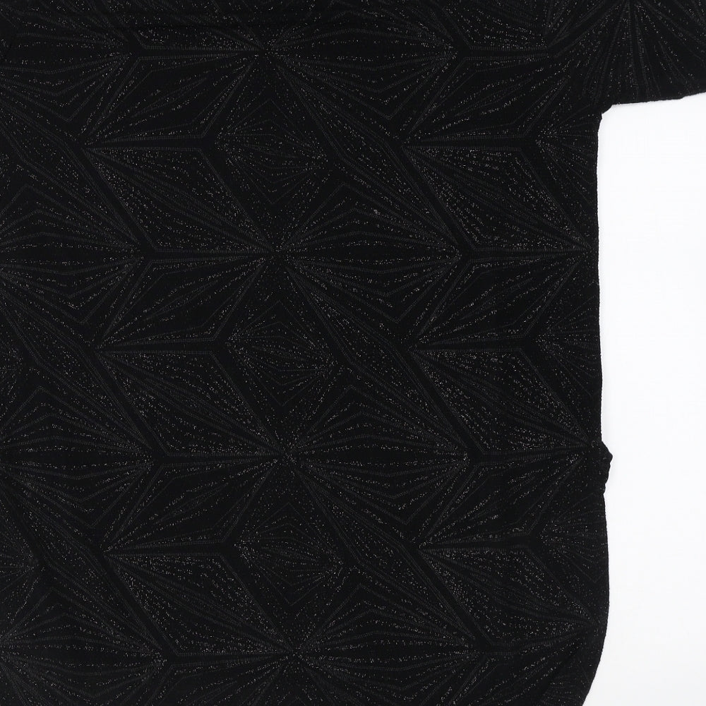 Quiz Womens Black Polyester Basic Blouse Size 14 Round Neck