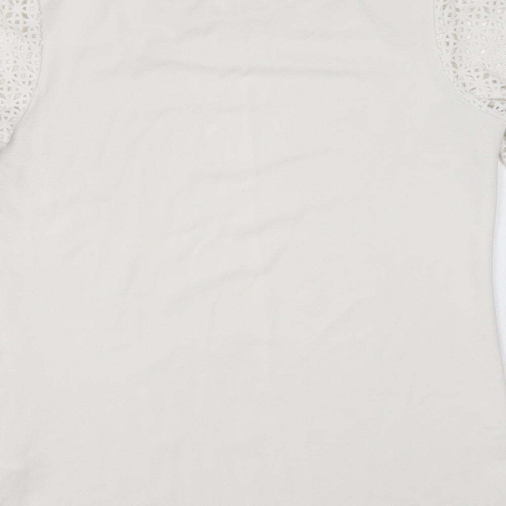 New Look Womens White Polyester Basic Blouse Size 8 Round Neck