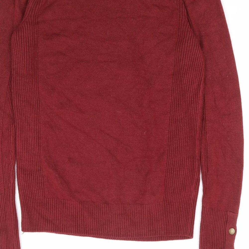 Preworn Womens Red Mock Neck Acrylic Pullover Jumper Size 8
