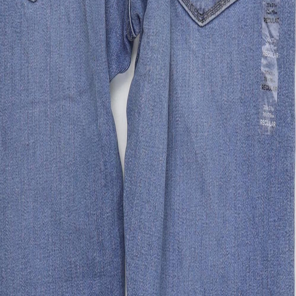 Marks & Spencer Womens Blue Cotton Skinny Jeans Size 30 in L31 in Regular Zip
