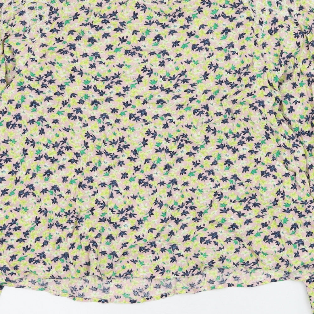 Marks & Spencer Womens Multicoloured Floral Viscose Basic Blouse Size 8 Round Neck
