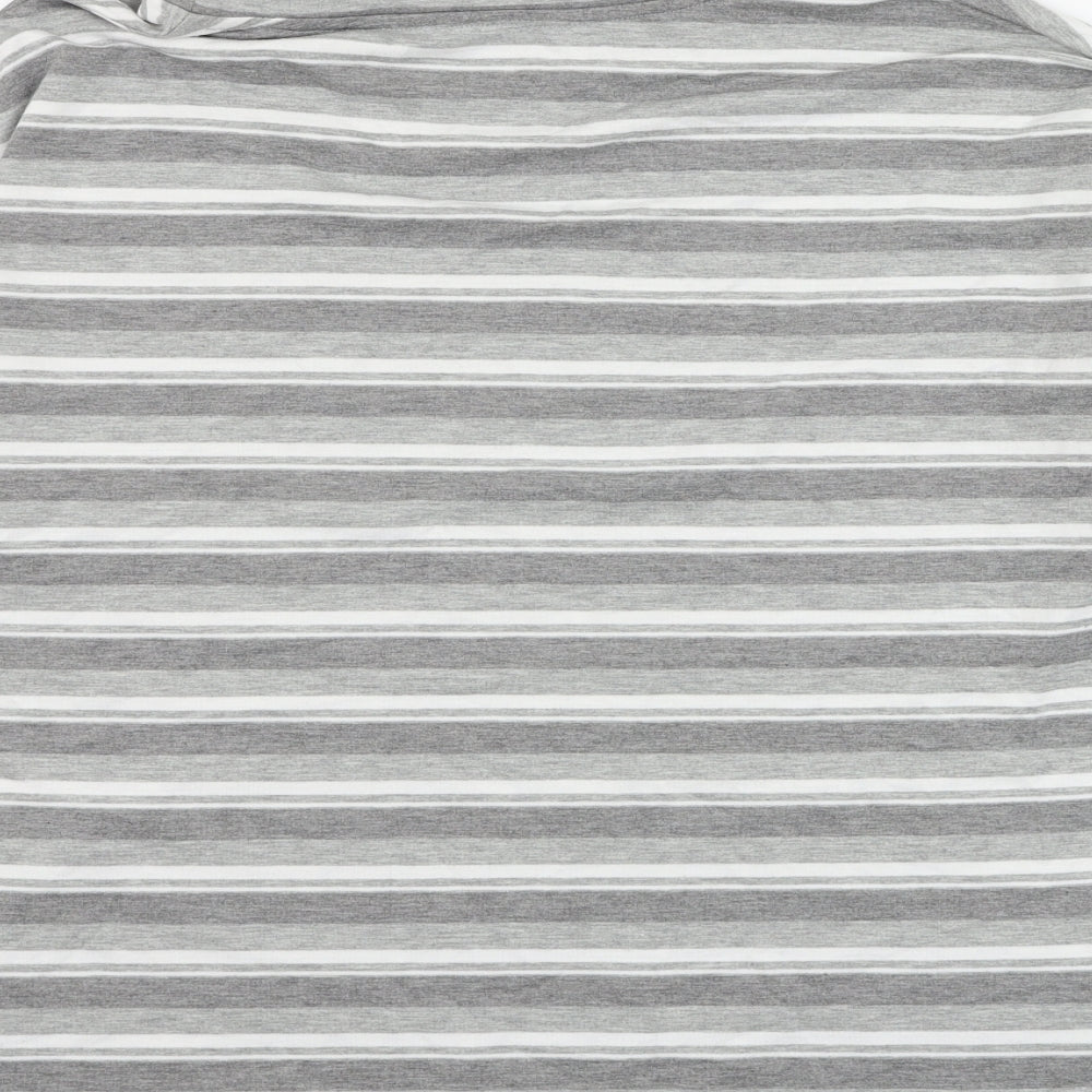 Preworn Womens Grey Striped Polyester Pullover Sweatshirt Size 16 Pullover