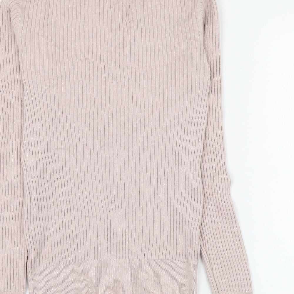 New Look Womens Pink Mock Neck Viscose Pullover Jumper Size 10