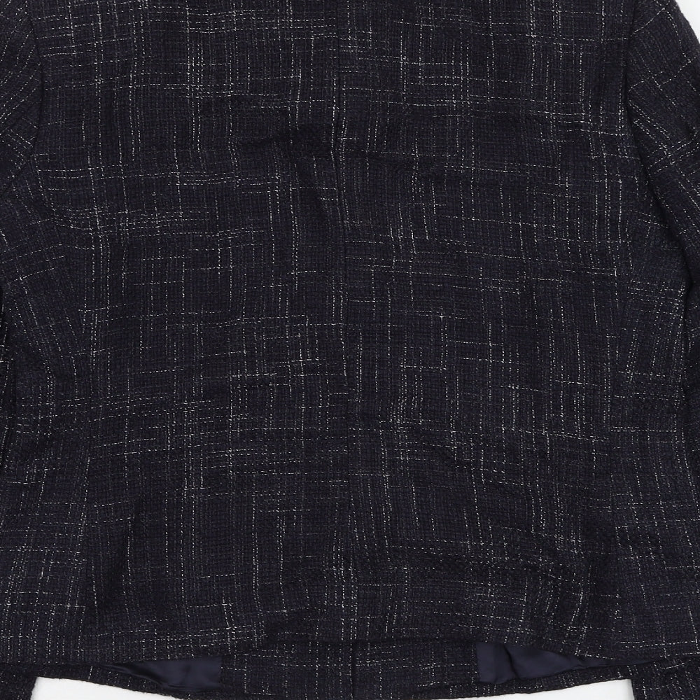 Marks & Spencer Womens Blue Check Jacket Blazer Size 10 Button