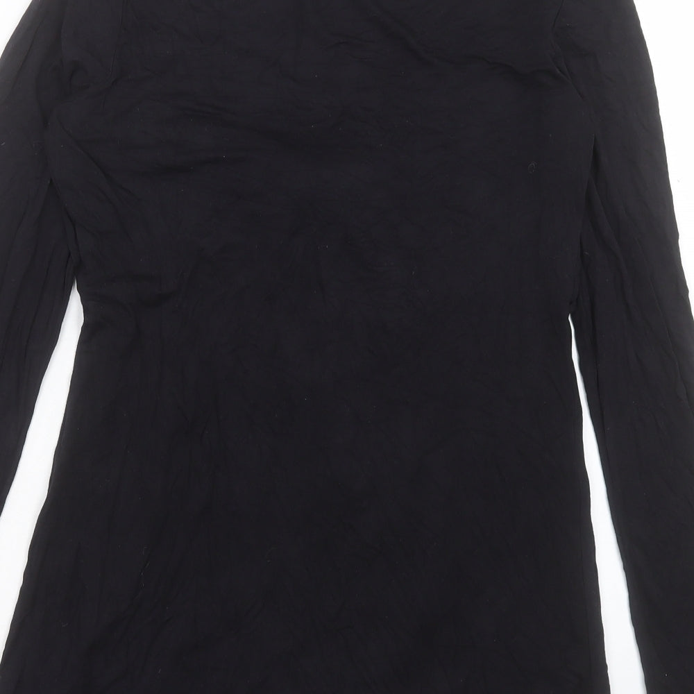 mamas & papas Womens Black Viscose Tunic Blouse Size 8 V-Neck