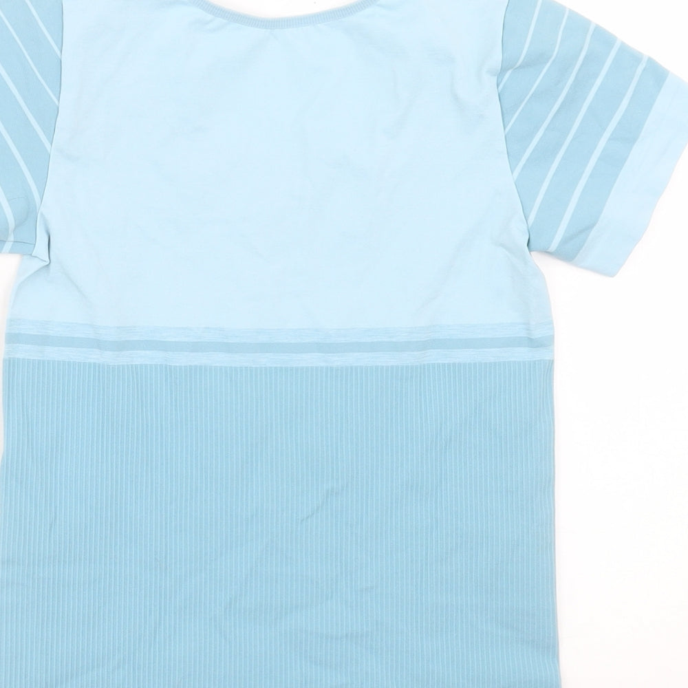 Levante Womens Blue Polyester Basic T-Shirt Size L Crew Neck Pullover - Compression