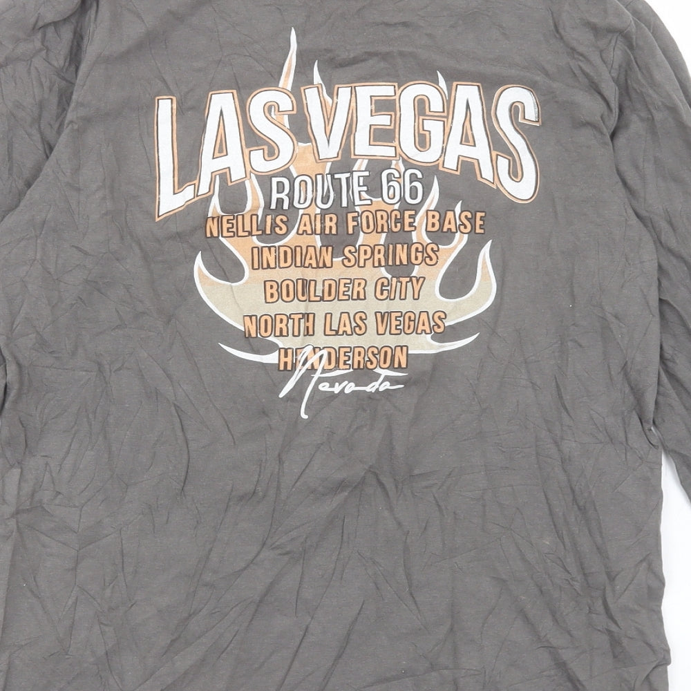 Nasty Gal Womens Grey Polyester Basic T-Shirt Size 8 Crew Neck - Las Vegas