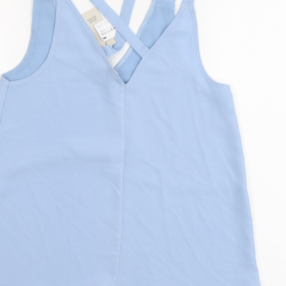 River Island Womens Blue Polyester Basic Blouse Size 4 V-Neck