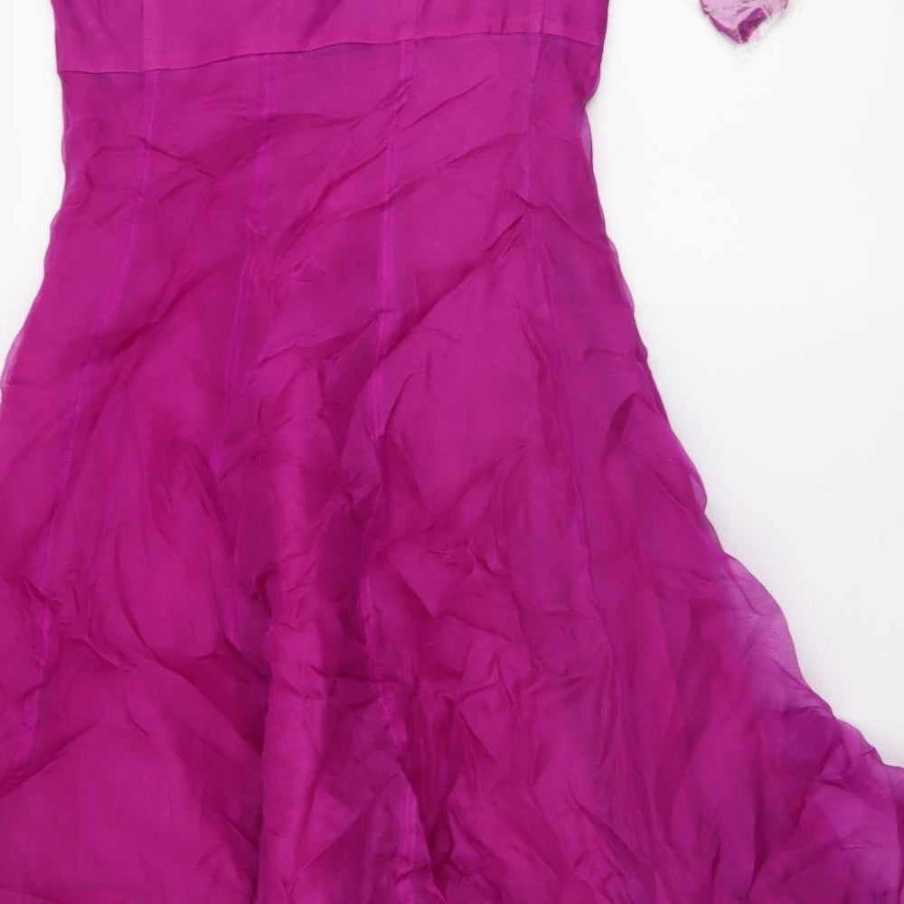 Red Herring Womens Purple Polyester A-Line Size 10 Off the Shoulder Zip