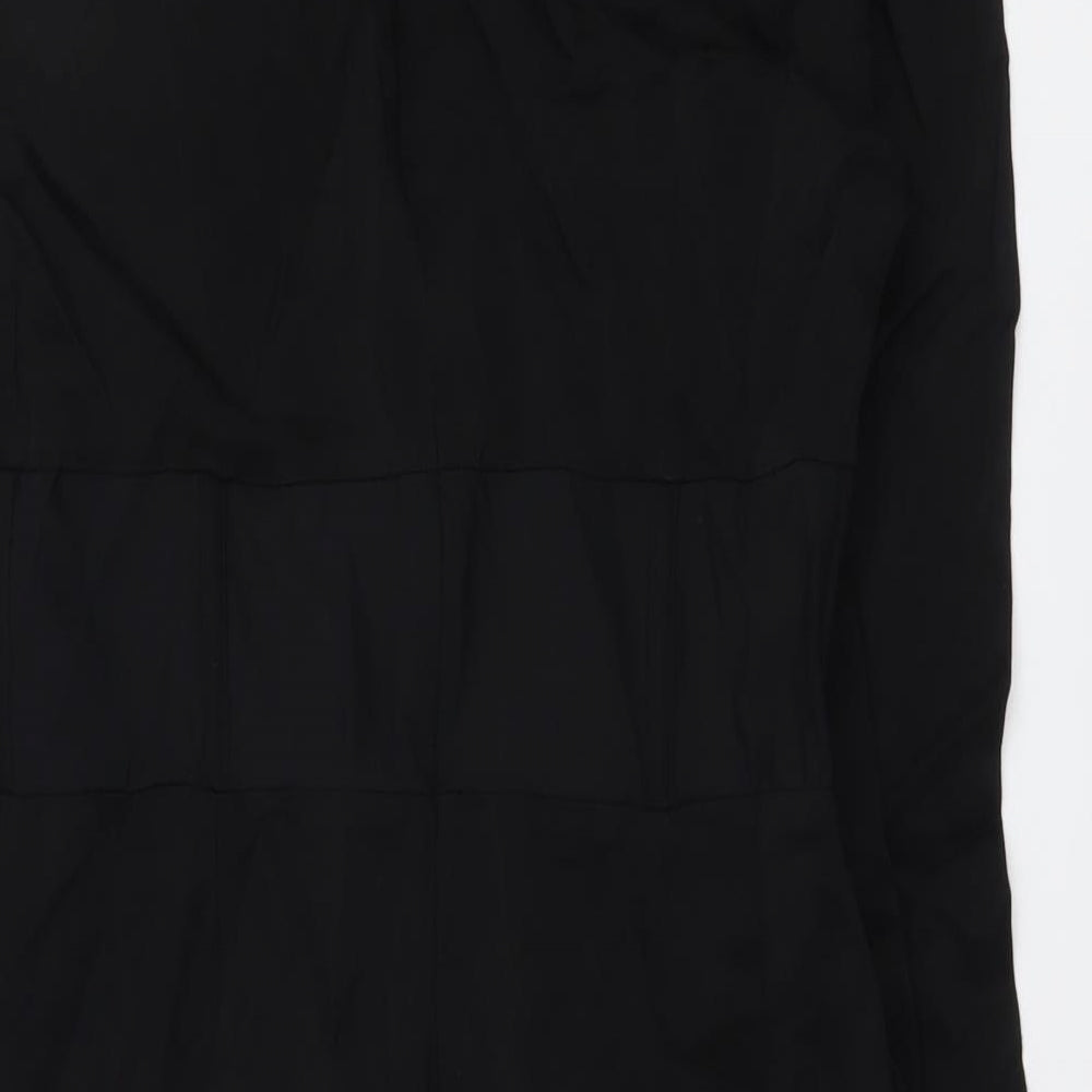 Zara Womens Black Viscose Mini Size L Round Neck Zip