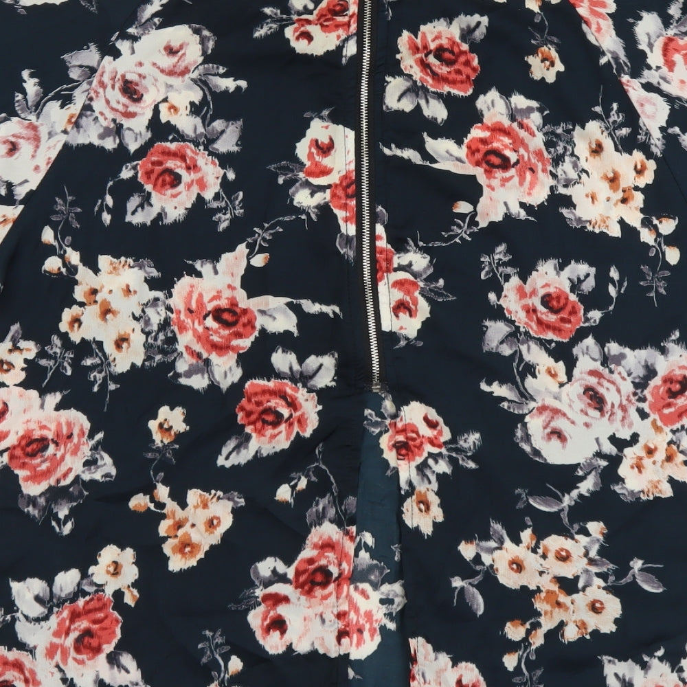 Cherry Couture Womens Blue Floral Polyester Basic Blouse Size S Round Neck
