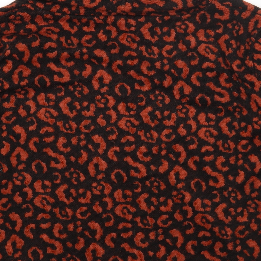 Roman Womens Black Roll Neck Animal Print Acrylic Pullover Jumper Size M