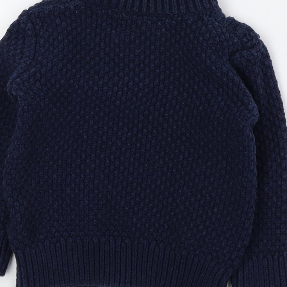 Gap Girls Blue High Neck Cotton Pullover Jumper Size 2 Years Button