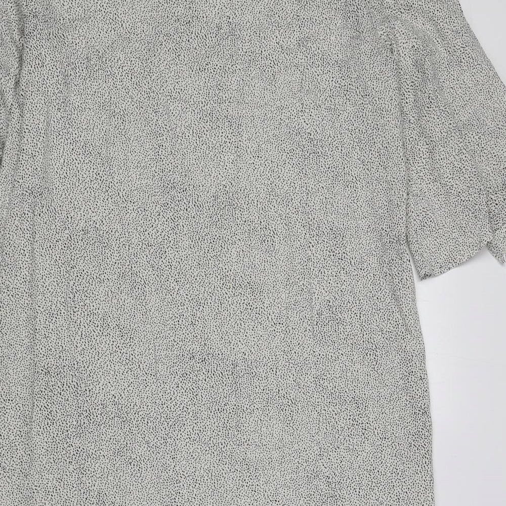 H&M Womens White Polka Dot Viscose Shift Size 10 Round Neck Pullover