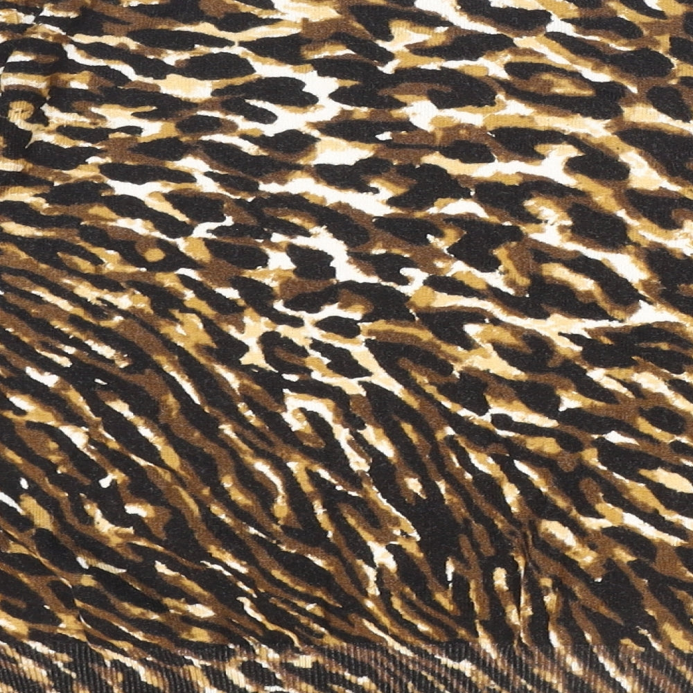 Annabelle Womens Brown Round Neck Animal Print Viscose Pullover Jumper Size L