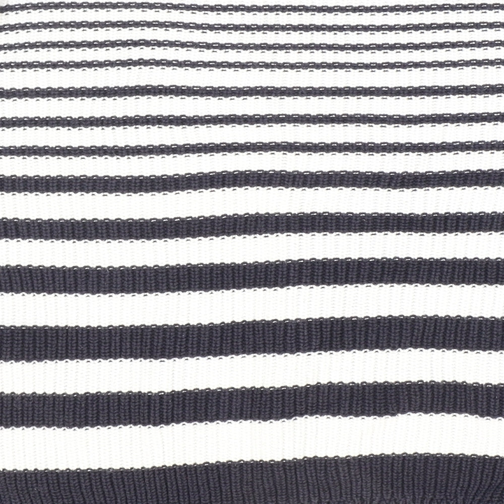 Marks & Spencer Womens Blue Boat Neck Striped 100% Cotton Pullover Jumper Size M - Nautical.