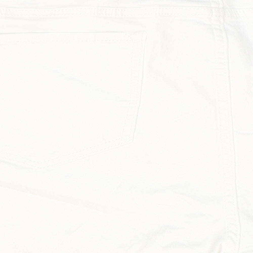 Marks & Spencer Womens White Cotton Boyfriend Shorts Size 22 Regular Zip