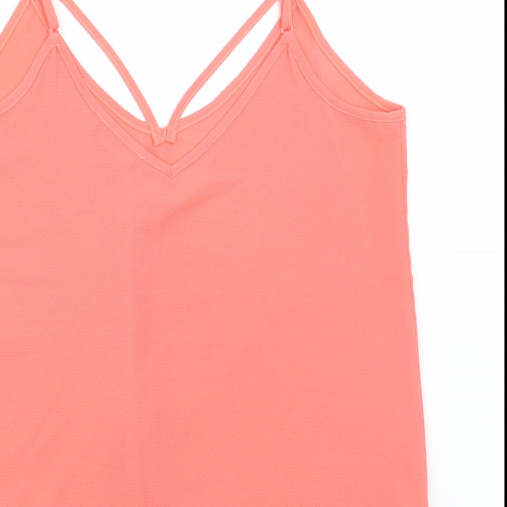 Select Womens Pink Polyester Camisole Tank Size 14 V-Neck