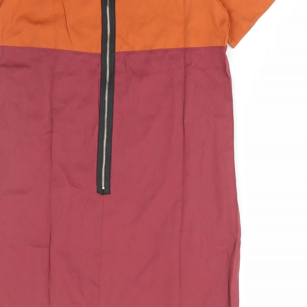 Fury Womens Multicoloured Colourblock Polyester A-Line Size M Round Neck Zip