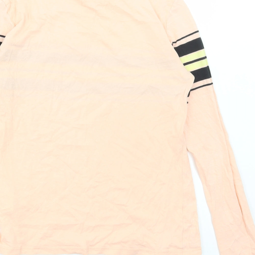 Cooperative Womens Pink Striped Cotton Basic T-Shirt Size S Round Neck