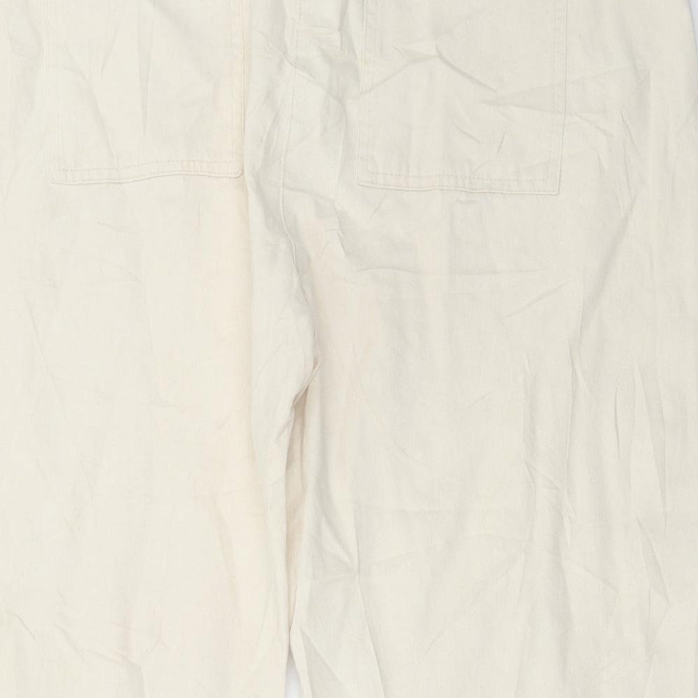 Marks & Spencer Womens Ivory Cotton Cropped Jeans Size 42 in L25 in Regular Button
