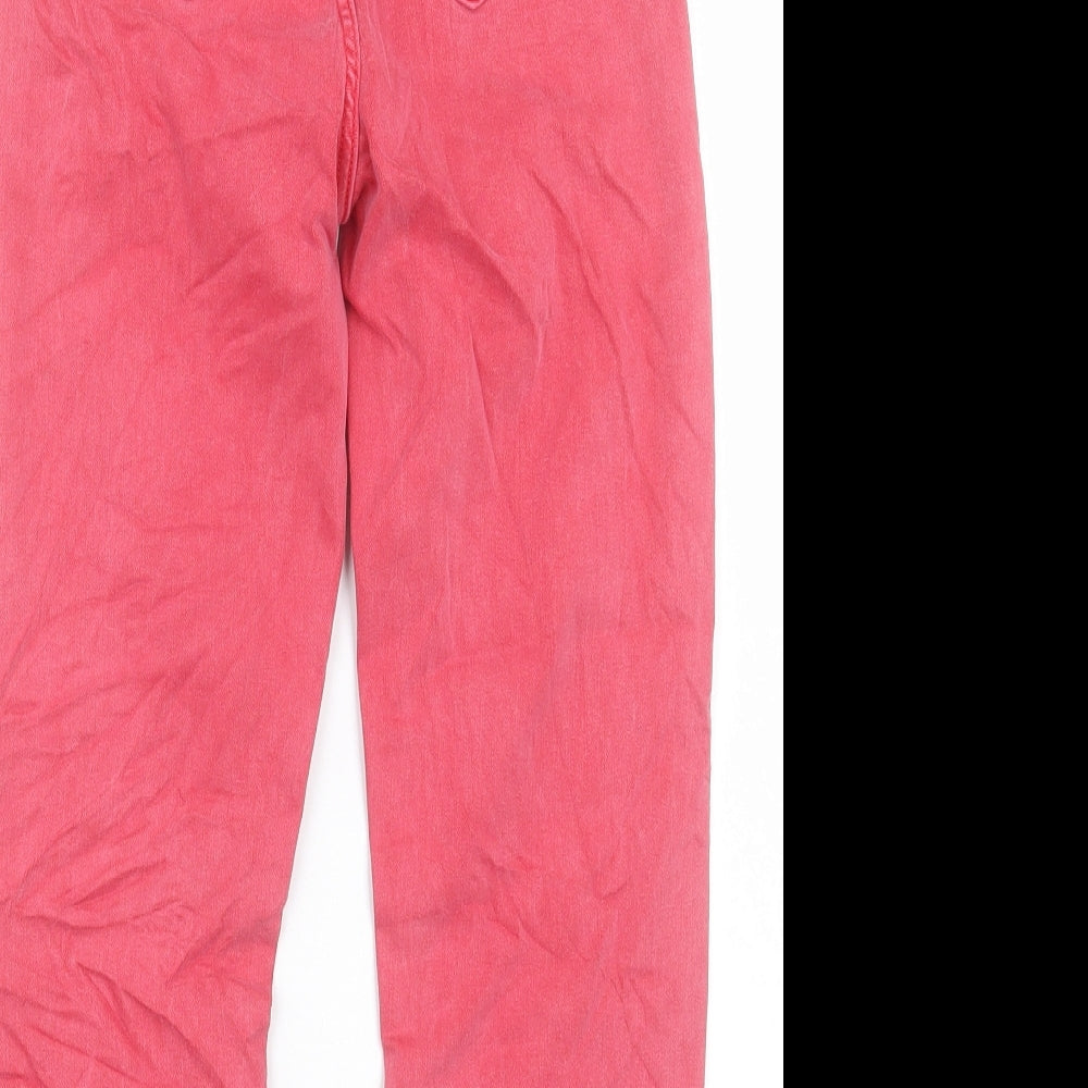 Marks & Spencer Womens Pink Cotton Cropped Jeans Size 6 L22 in Regular Button