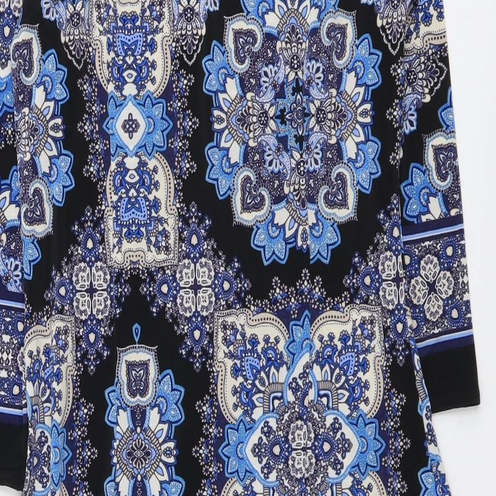 Atmosphere Womens Blue Geometric Polyester Mini Size 8 Boat Neck Pullover