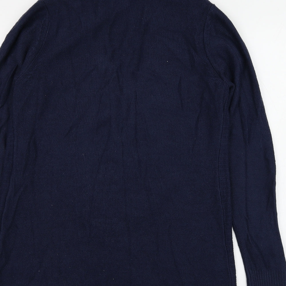 BHS Womens Blue V-Neck Acrylic Cardigan Jumper Size 12