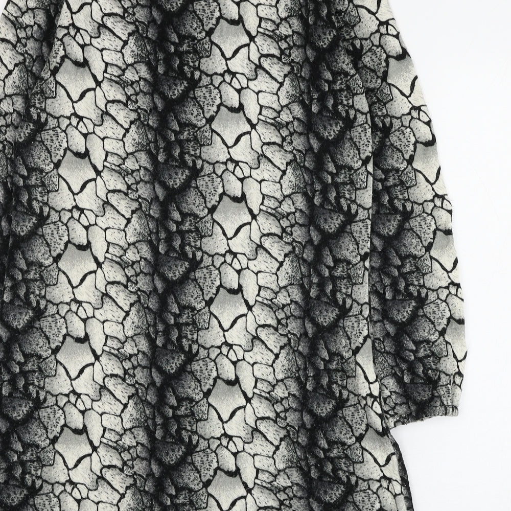 Text Womens Grey Round Neck Animal Print Acrylic Pullover Jumper Size S - Snake Print