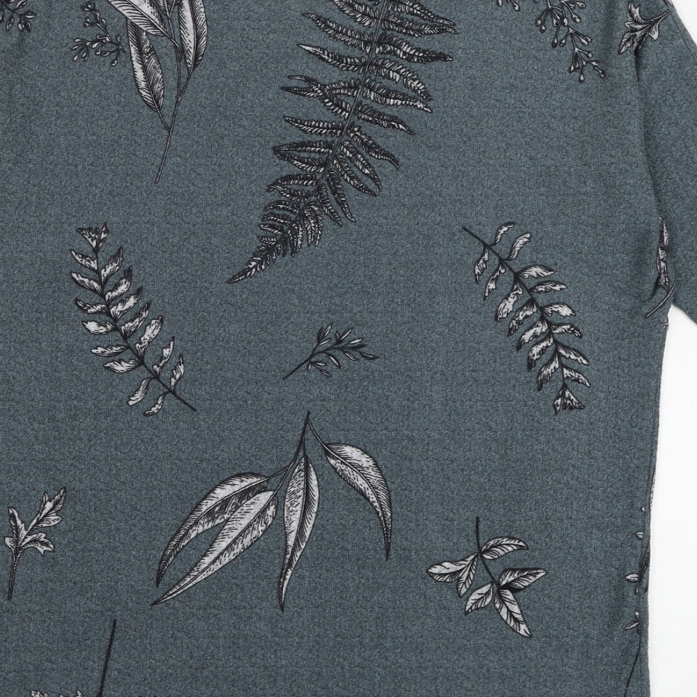 Preworn Womens Grey Round Neck Floral Polyester Pullover Jumper Size 10