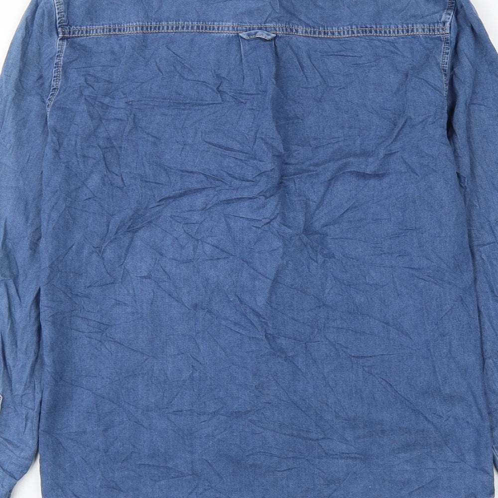 Loom Denim Mens Blue Cotton Button-Up Size S Collared Button