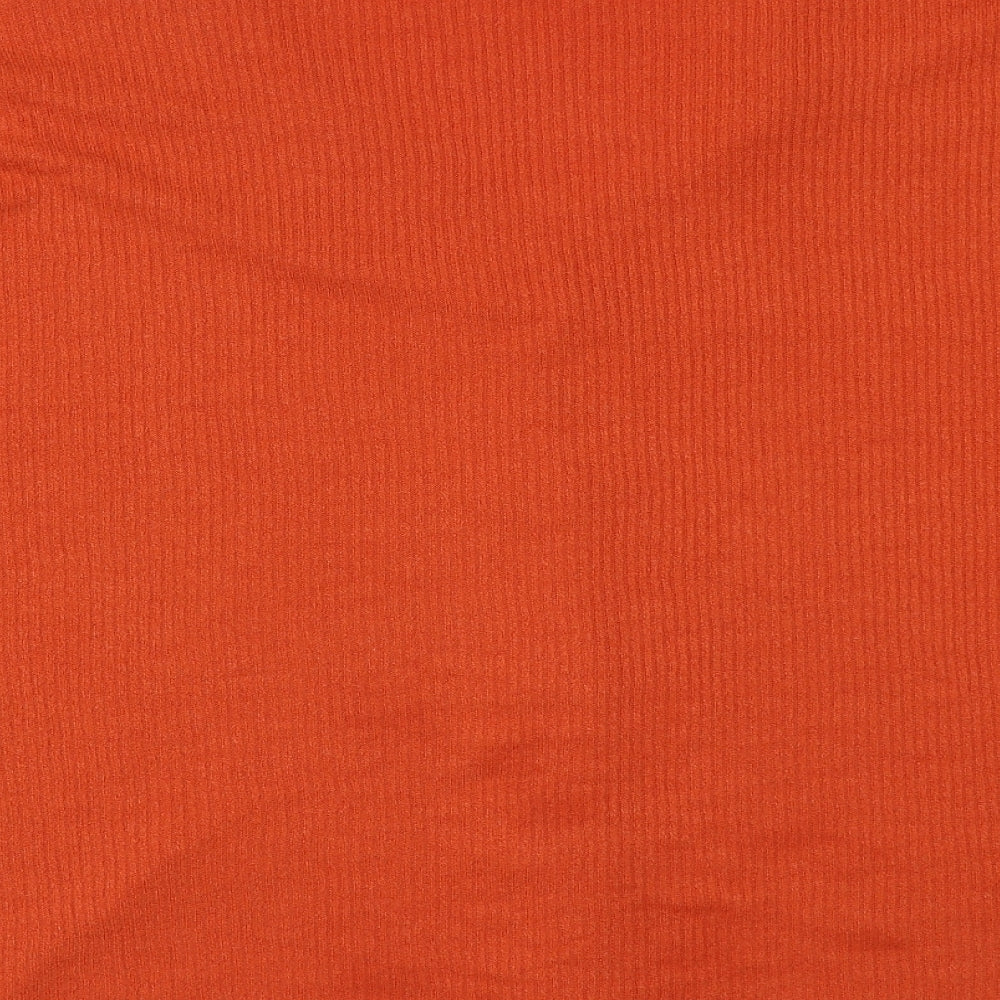 New Look Womens Orange V-Neck Cotton Pullover Jumper Size L