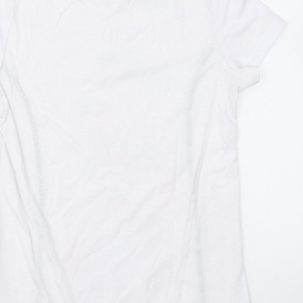 Anna Rose Womens White Polyester Basic T-Shirt Size S V-Neck