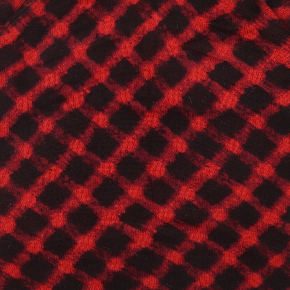 Marks & Spencer Womens Red Round Neck Geometric Acrylic Pullover Jumper Size 12