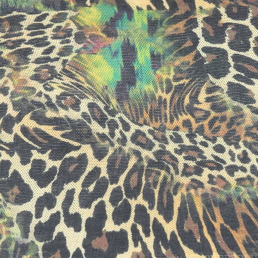 Preworn Womens Multicoloured Boat Neck Animal Print Polyester Pullover Jumper Size 8 - Leopard print