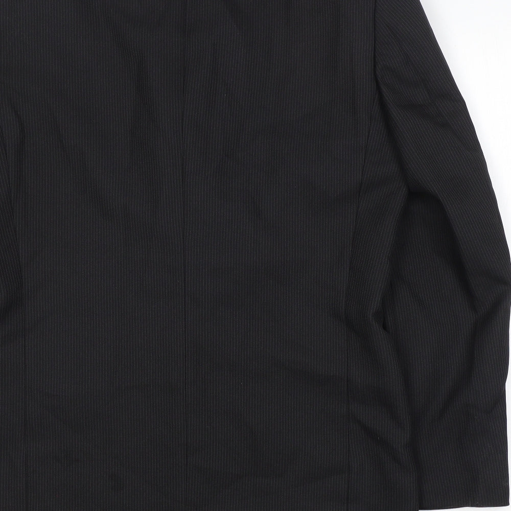 Zantos Mens Black Striped Polyester Jacket Suit Jacket Size 38