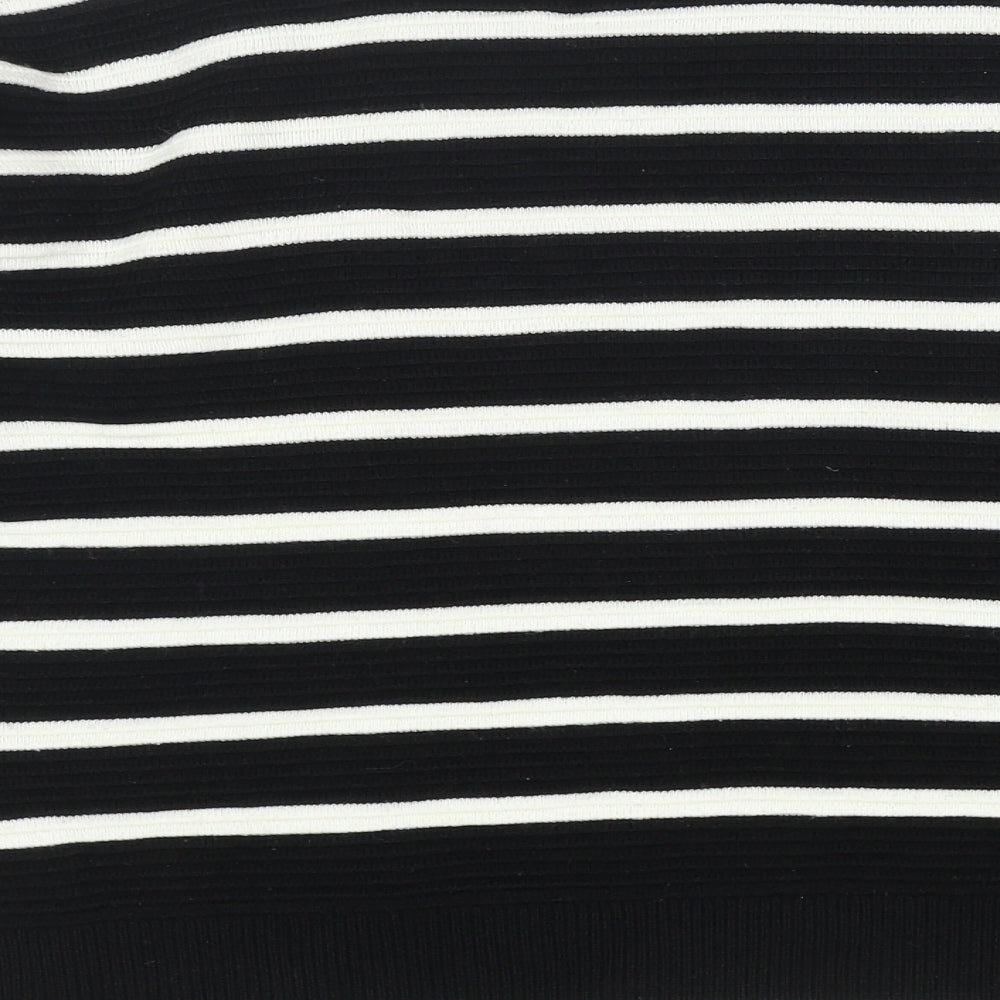 New Look Womens Black Round Neck Striped Acrylic Pullover Jumper Size 8