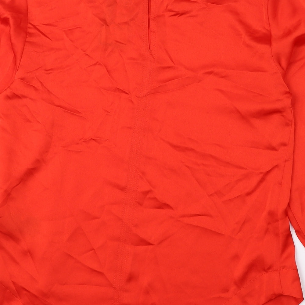 Marks & Spencer Womens Red Polyester Basic Blouse Size 6 Round Neck