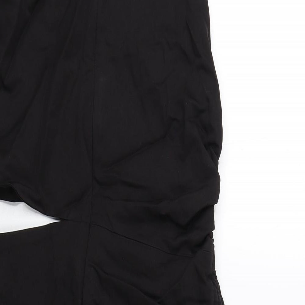 Zara Womens Black Cotton Mini Size L Round Neck Zip