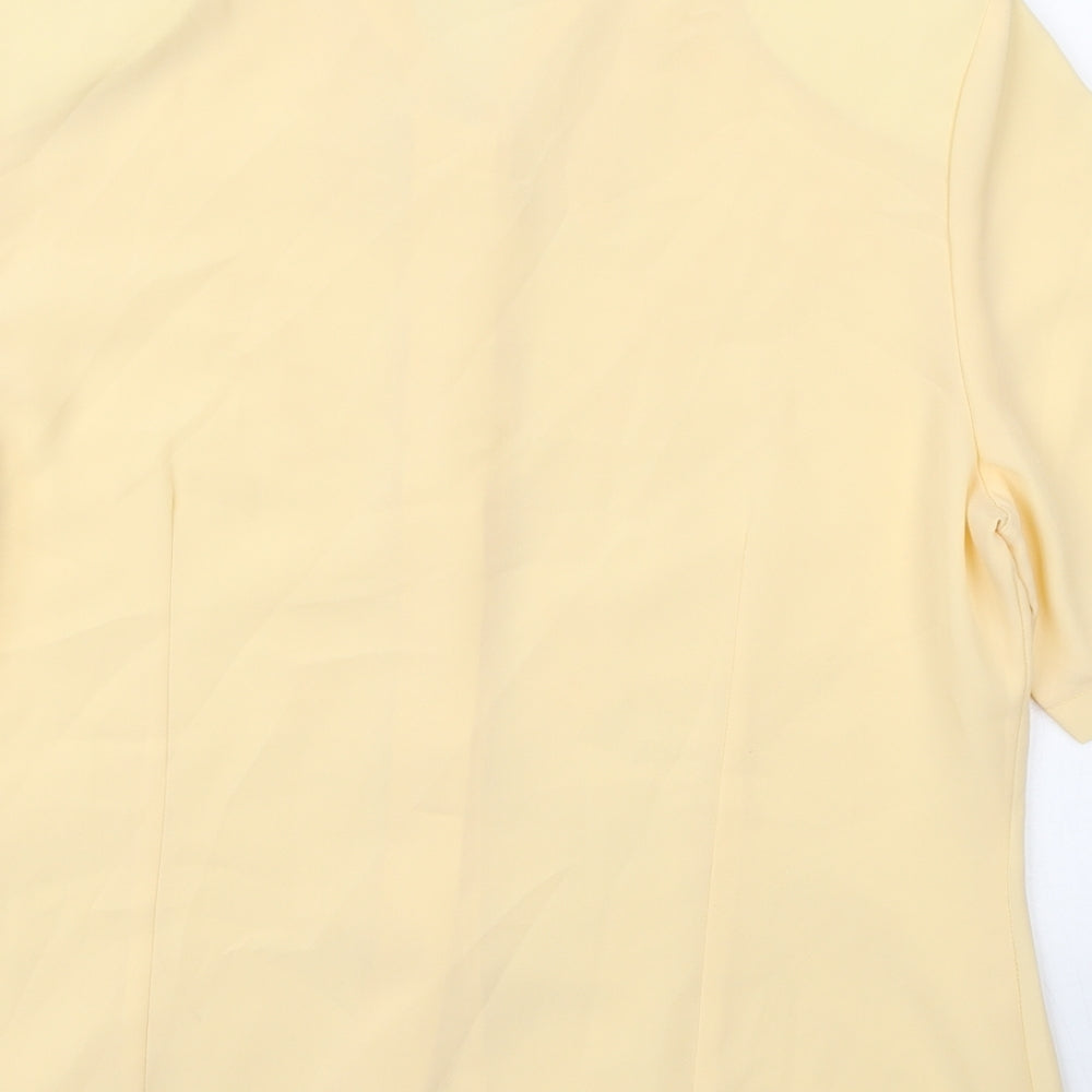 Canada Womens Yellow Polyester Basic Button-Up Size 14 Collared