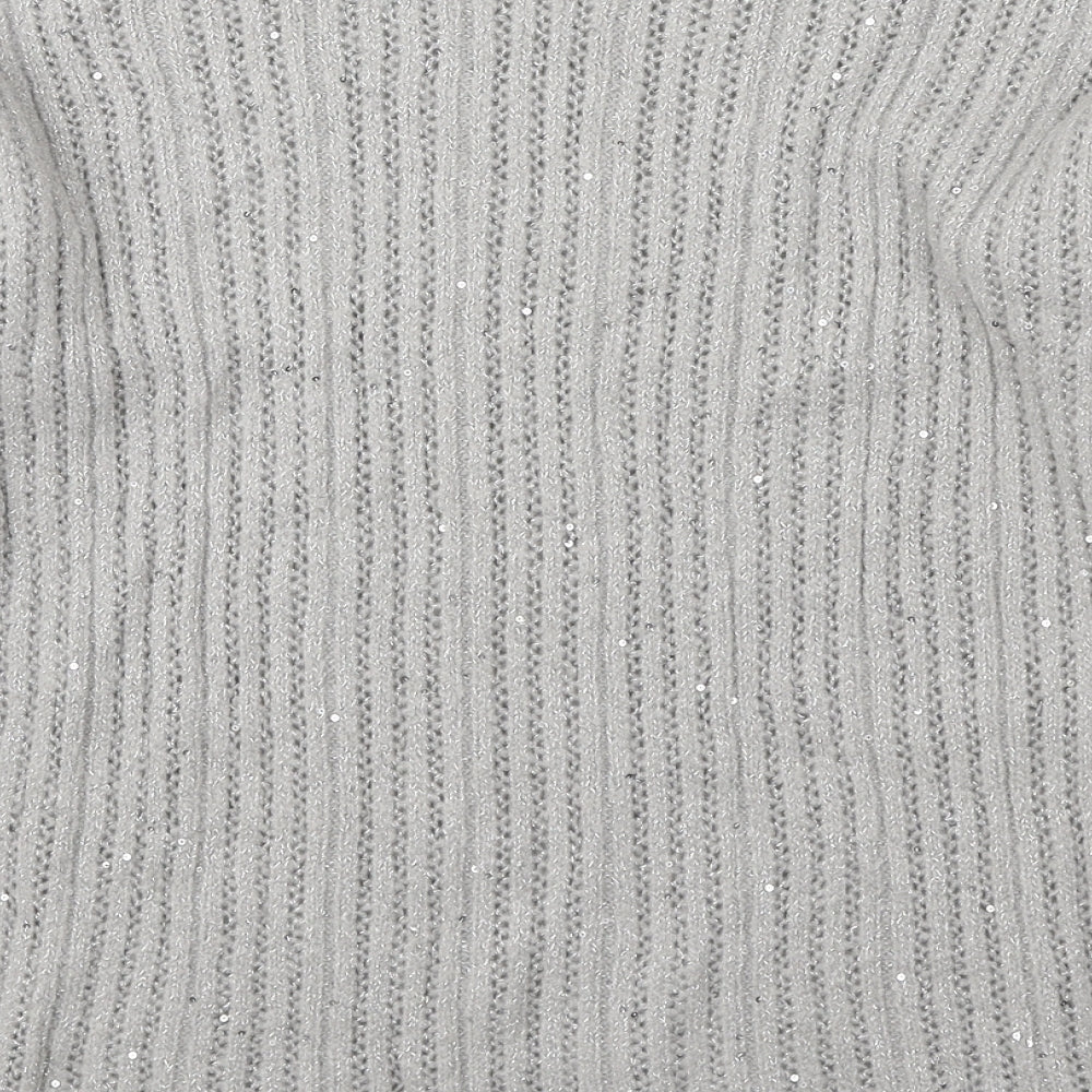NEXT Womens Grey Boat Neck Acrylic Pullover Jumper Size M