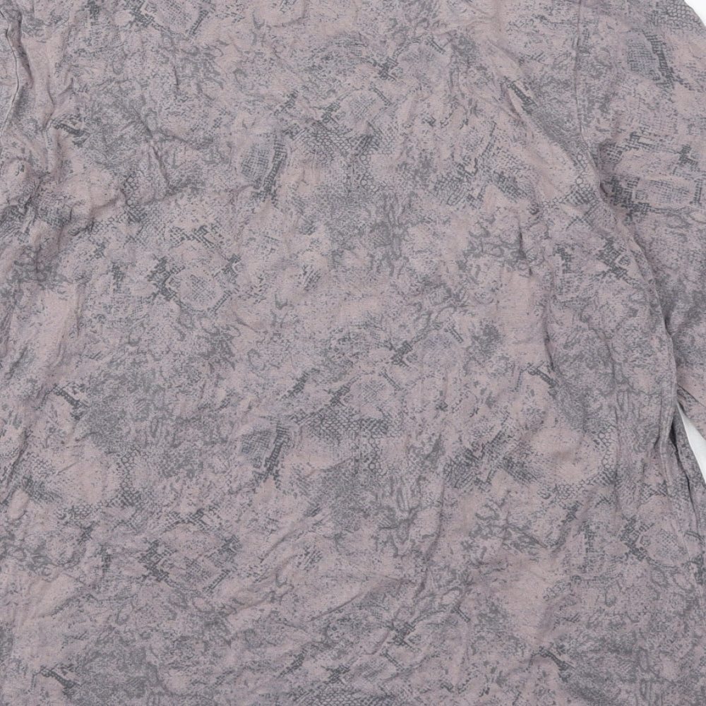 Marks & Spencer Womens Pink Animal Print Viscose Basic Blouse Size 14 Scoop Neck
