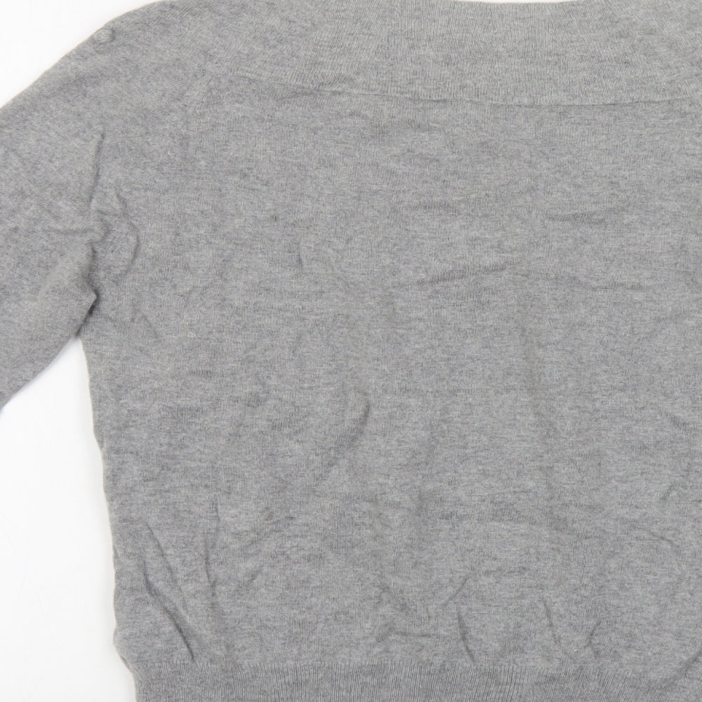 Marks & Spencer Womens Grey Boat Neck Viscose Pullover Jumper Size 12
