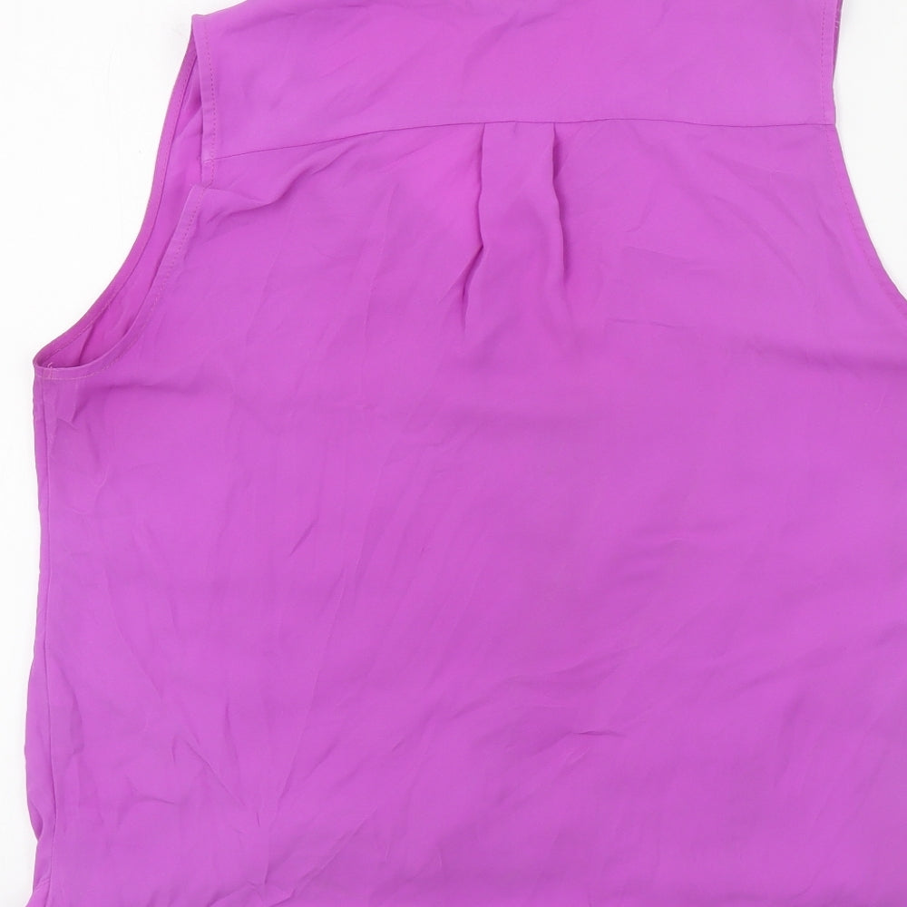 River Island Womens Purple Polyester Basic Blouse Size 12 V-Neck - Knot Detail