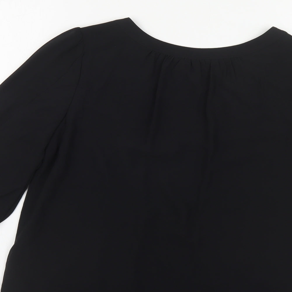 Billie & Blossom Womens Black Polyester Basic Blouse Size 8 Boat Neck - Chain Detail
