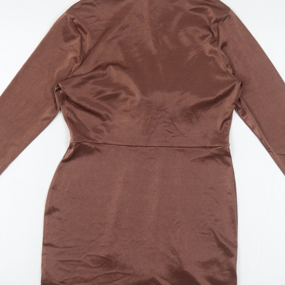 ASOS Womens Brown Polyester Mini Size 10 Collared Pullover