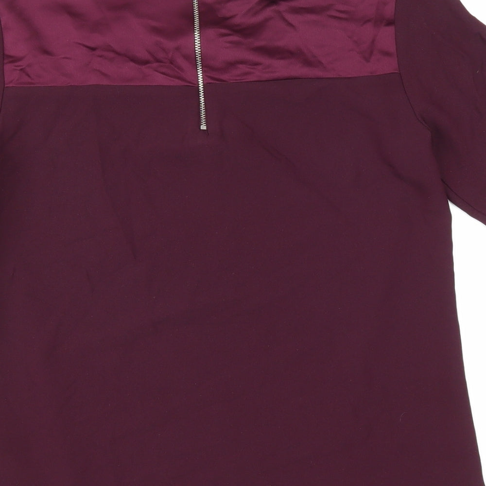 Dorothy Perkins Womens Purple Polyester Basic Blouse Size 8 Round Neck