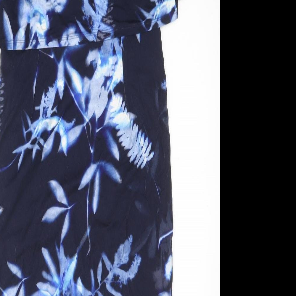 Phase Eight Womens Black Floral Viscose A-Line Size 12 Round Neck Pullover