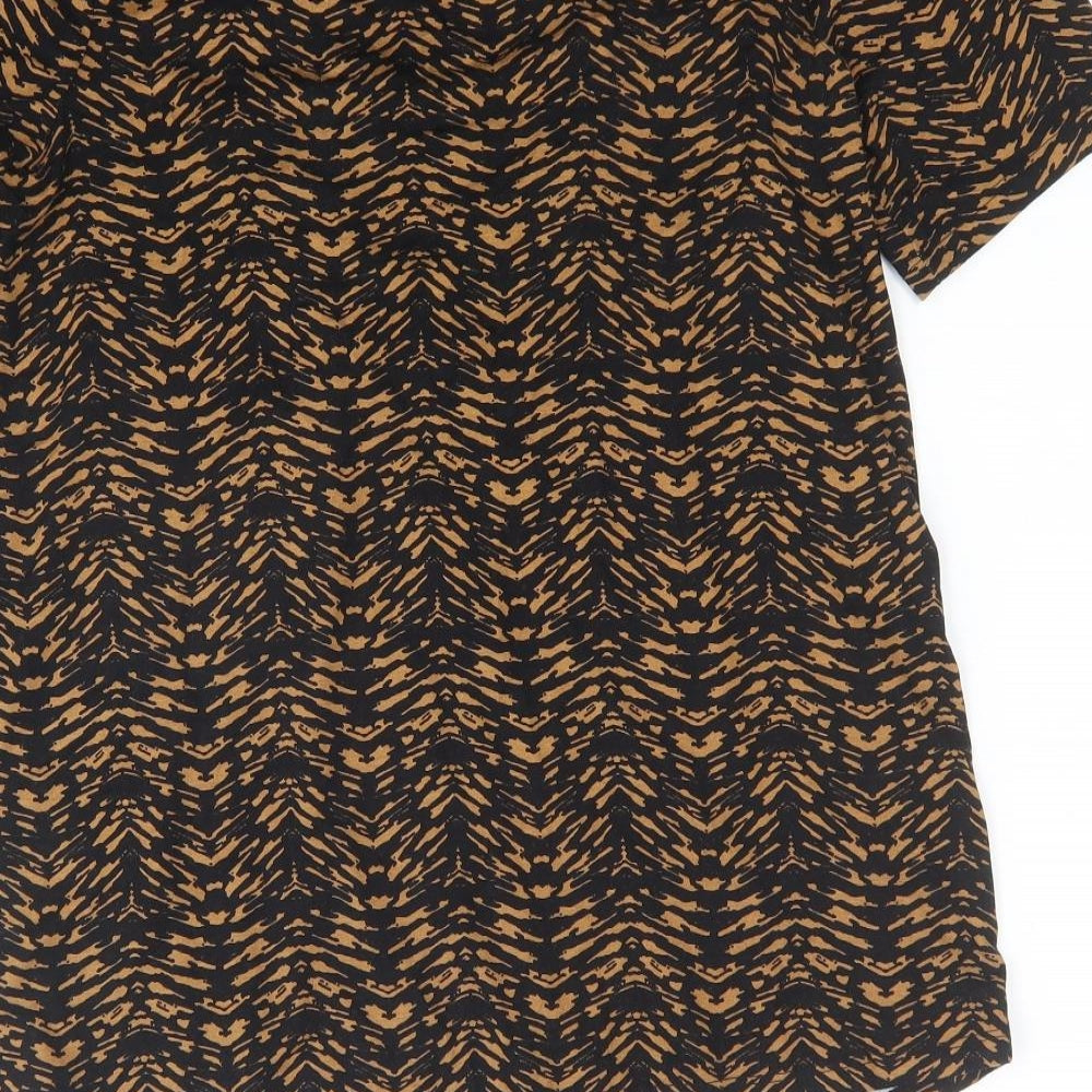 Very Womens Black Geometric Viscose Jersey T-Shirt Size 12 V-Neck
