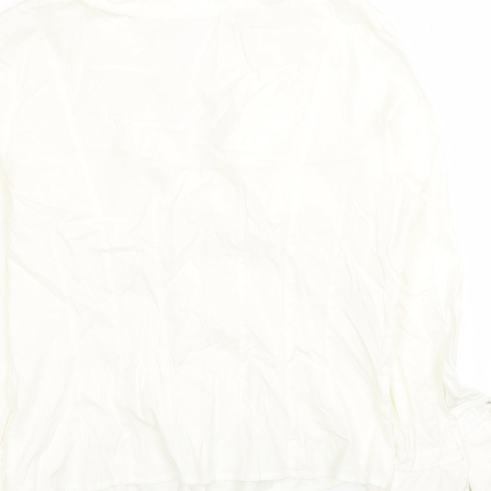 DIFFERENCE Womens White Cotton Jersey Blouse Size 4 Collared - Roses
